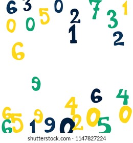Falling color numbers on white background.