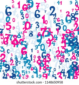 Falling color numbers on white background.