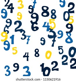 Falling color numbers on white background.