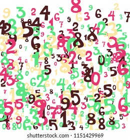 Falling color numbers on white background.