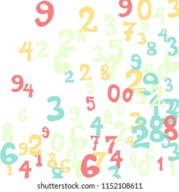 Falling color numbers on white background.