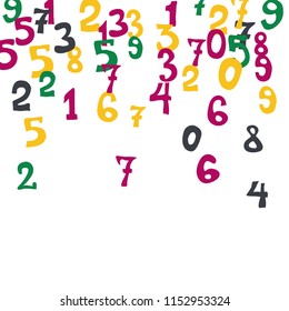 Falling color numbers on white background.