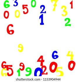Falling color numbers on white background.