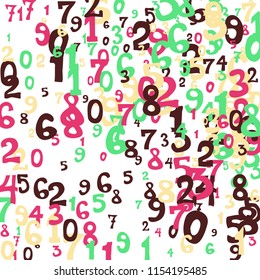 Falling color numbers on white background.