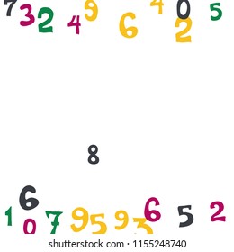 Falling color numbers on white background.