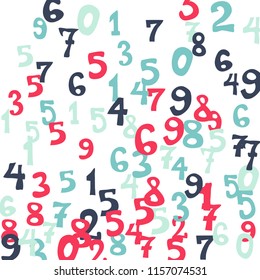 Falling color numbers on white background.