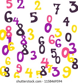 Falling color numbers on white background.