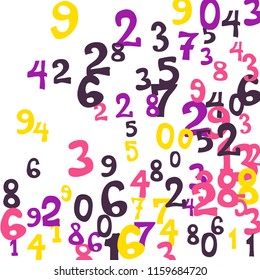 Falling color numbers on white background.