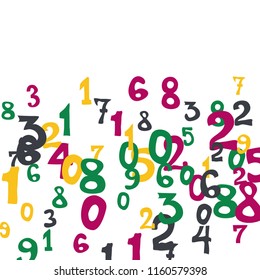 Falling color numbers on white background.