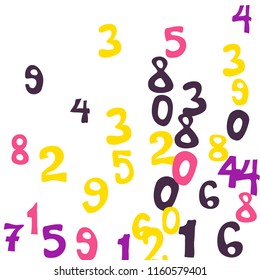 Falling color numbers on white background.