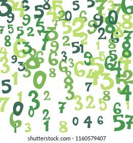 Falling color numbers on white background.