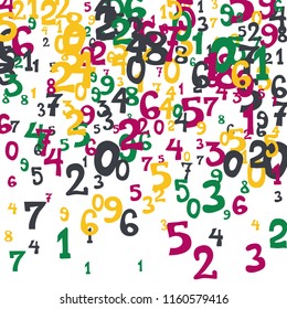Falling color numbers on white background.