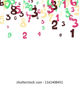 Falling color numbers on white background.