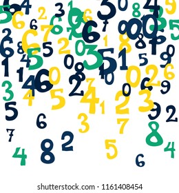 Falling color numbers on white background.