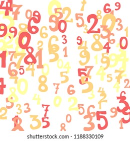 Falling color numbers on white background.