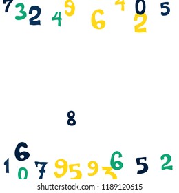 Falling color numbers on white background.