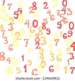 Falling color numbers on white background.