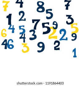 Falling color numbers on white background.
