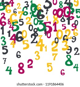 Falling color numbers on white background.