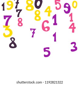Falling color numbers on white background.