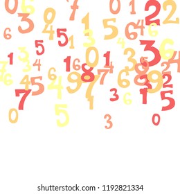 Falling color numbers on white background.