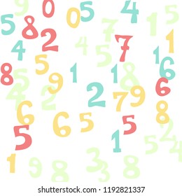 Falling color numbers on white background.