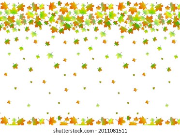 Hojas de arce otoñales de color que caen aisladas en el fondo blanco. Símbolo canadiense.Hoja de arce colorida sin foco otoño.Fondo para su diseño.