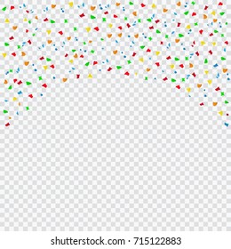Falling colored confetti isolated on a transparent background. Celebration and Party Decoration. Abstract vector illustration.