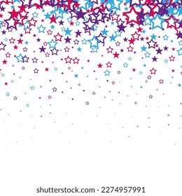 Estrellas de colores que caen, confeti de colores en forma de estrellas sobre un fondo blanco, elemento de diseño
