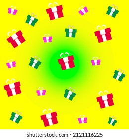 falling colorful boxes with gifts