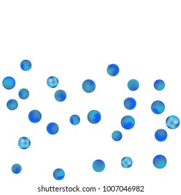 Falling colorful confetti background. Simple Pattern of Gradient Colored Circles on  White Backgdrop. Bright background with scattered confetti. Colored postcard.