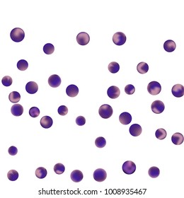 Falling colorful confetti background. Simple Pattern of Gradient Colored Circles on  White Backgdrop. Bright background with scattered confetti. Colored postcard.