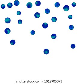 Falling colorful confetti background. Simple Pattern of Gradient Colored Circles on  White Backgdrop. Bright background with scattered confetti. Colored postcard.