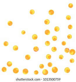 Falling colorful confetti background. Simple Pattern of Gradient Colored Circles on  White Background. Bright background with scattered confetti. Colored postcard.