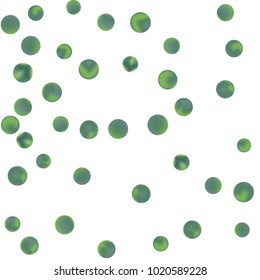 Falling colorful confetti background. Simple Pattern of Gradient Colored Circles on  White Backgdrop. Bright background with scattered confetti. Colored postcard.