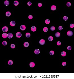 Falling colorful confetti background. Simple Pattern of Gradient Colored Circles on  Black Background. Bright background with scattered confetti. Colored postcard.