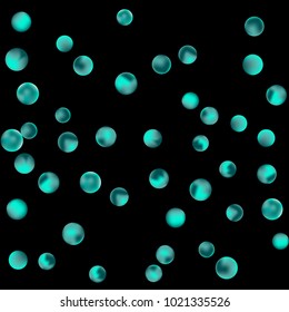 Falling colorful confetti background. Simple Pattern of Gradient Colored Circles on  Black Background. Bright background with scattered confetti. Colored postcard.