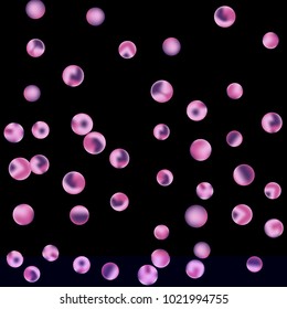 Falling colorful confetti background. Simple Pattern of Gradient Colored Circles on  Black Background. Bright background with scattered confetti. Colored postcard.