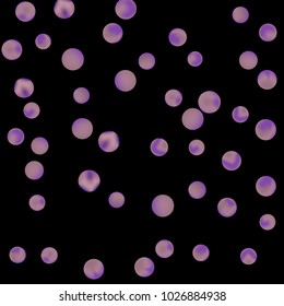 Falling colorful confetti background. Simple Pattern of Gradient Colored Circles on  Black Background. Bright background with scattered confetti. Colored postcard.