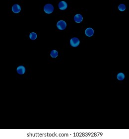 Falling colorful confetti background. Simple Pattern of Gradient Colored Circles on  Black Background. Bright background with scattered confetti. Colored postcard.
