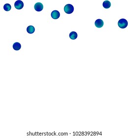 Falling colorful confetti background. Simple Pattern of Gradient Colored Circles on  White Backgdrop. Bright background with scattered confetti. Colored postcard.