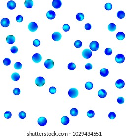 Falling colorful confetti background. Simple Pattern of Gradient Colored Circles on  White Backgdrop. Bright background with scattered confetti. Colored postcard.