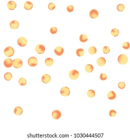 Falling colorful confetti background. Simple Pattern of Gradient Colored Circles on  White Backgdrop. Bright background with scattered confetti. Colored postcard.