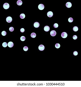 Falling colorful confetti background. Simple Pattern of Gradient Colored Circles on  Black Background. Bright background with scattered confetti. Colored postcard.