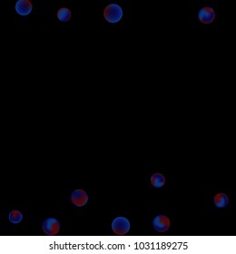 Falling colorful confetti background. Simple Pattern of Gradient Colored Circles on  Black Backdrop. Bright background with scattered confetti. Colored postcard.
