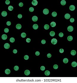 Falling colorful confetti background. Simple Pattern of Gradient Colored Circles on  Black Backdrop. Bright background with scattered confetti. Colored postcard.