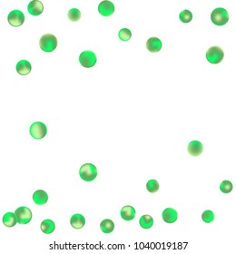 Falling colorful confetti background. Simple Pattern of Gradient Colored Circles on  White Backgdrop. Bright background with scattered confetti. Colored postcard.