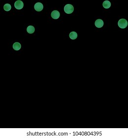 Falling colorful confetti background. Simple Pattern of Gradient Colored Circles on  Black Backdrop. Bright background with scattered confetti. Colored postcard.