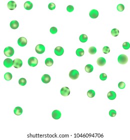 Falling colorful confetti background. Simple Pattern of Gradient Colored Circles on  White Backgdrop. Bright background with scattered confetti. Colored postcard.
