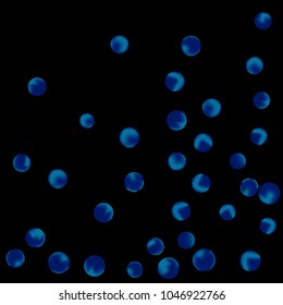 Falling colorful confetti background. Simple Pattern of Gradient Colored Circles on  Black Background. Bright background with scattered confetti. Colored postcard.